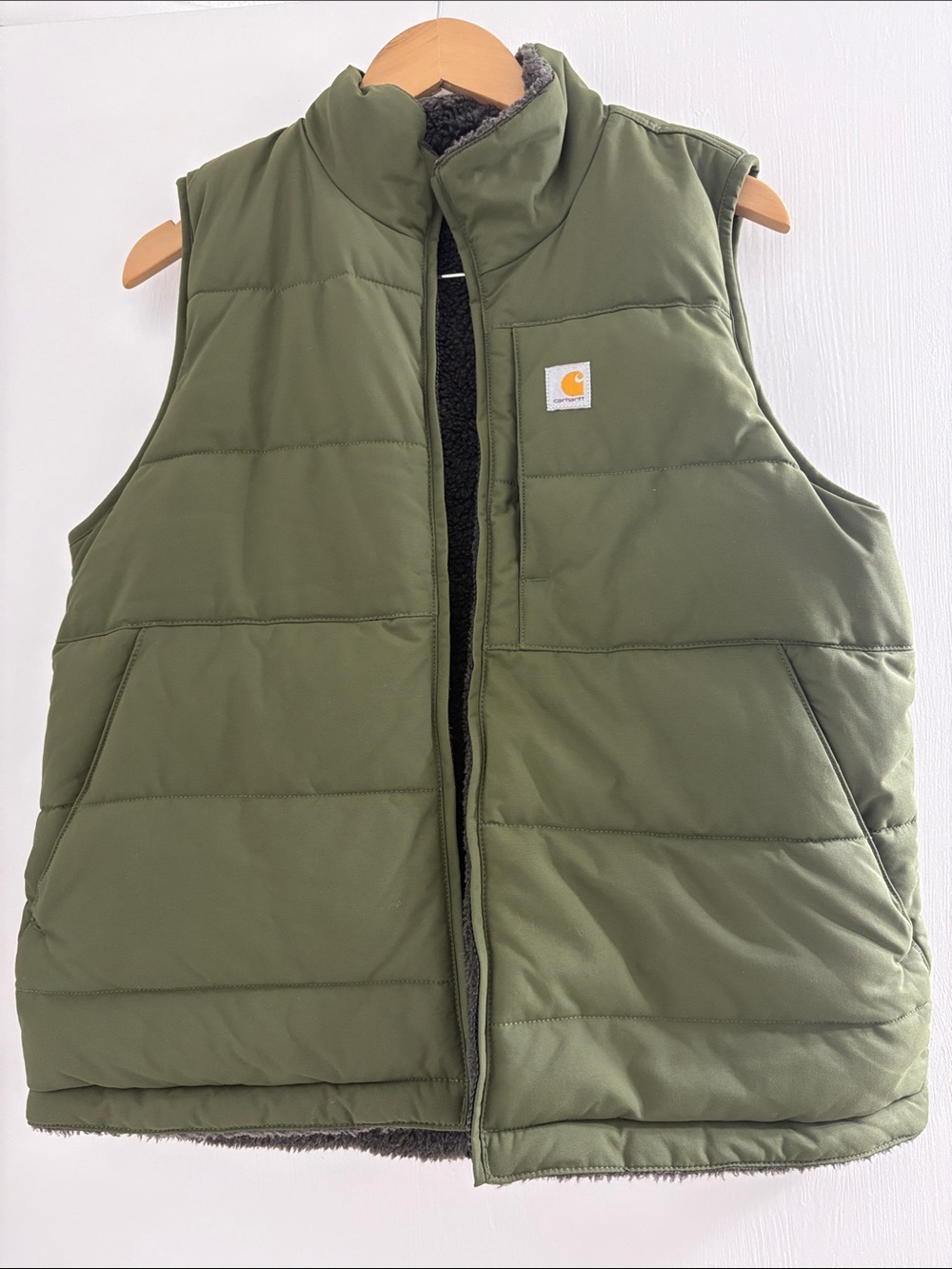 Carhartt Olive Quilted Reversible Sherpa Vest